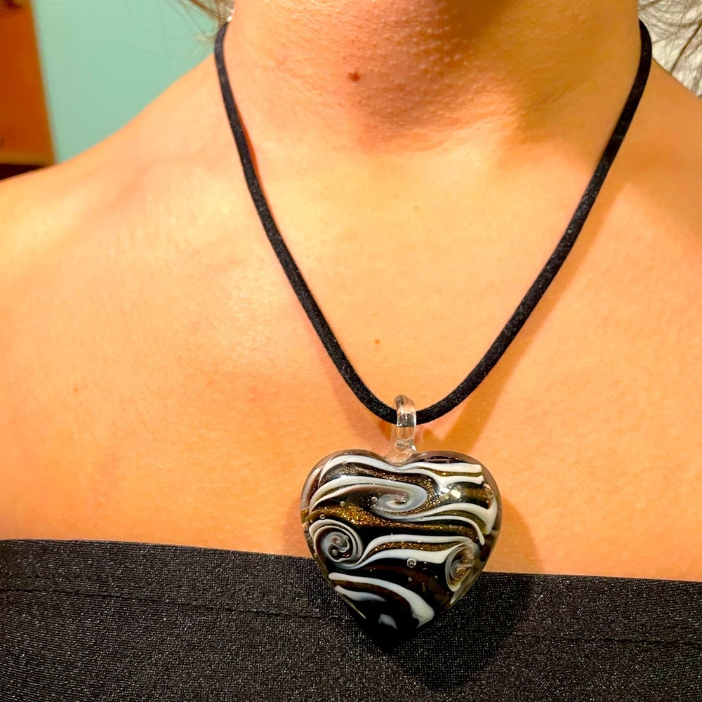 2 pieces for the price of one Glass heart Necklace